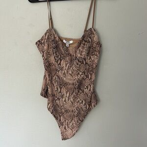 AFRM Brown and black snakeskin print tank top bodysuit. Women’s size XL.